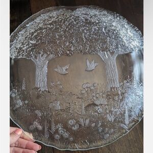 Vintage Mikasa “True Love” Elegant Glass Art Plate with Nature Scene